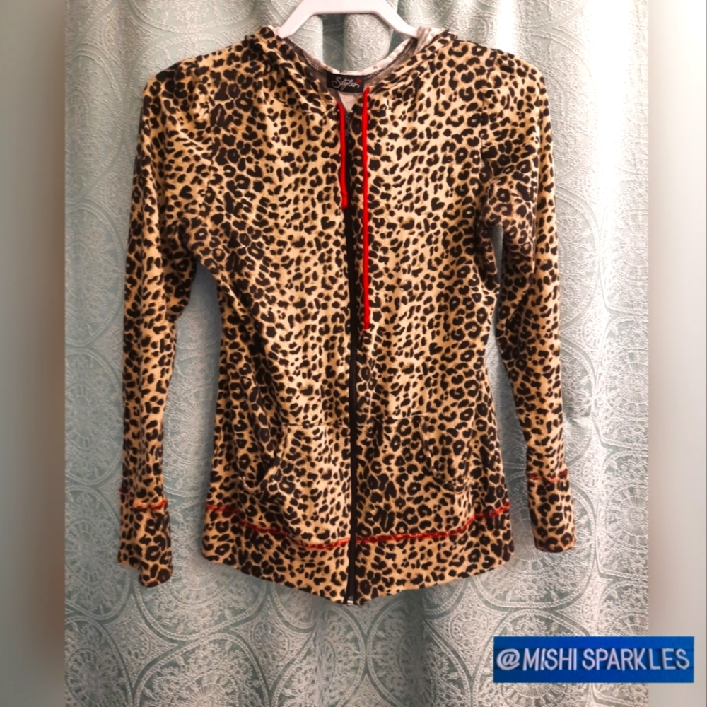 Leopard cheetah zip up hoodie